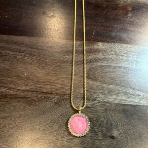 Gold and Pink Pendant Necklace